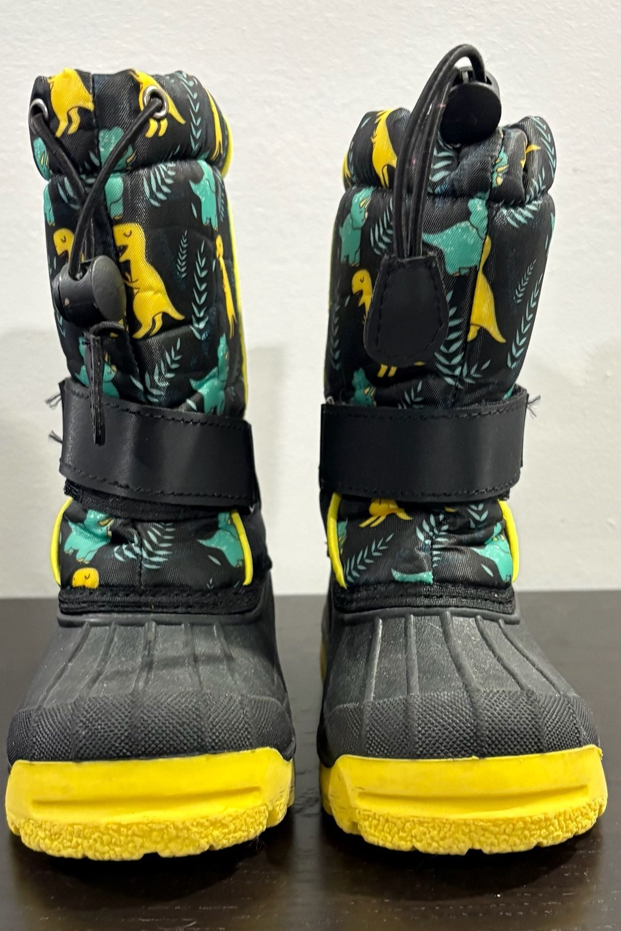 Merence Dinosaur Winter Snow Boots Size 25/26 Black Yellow 3