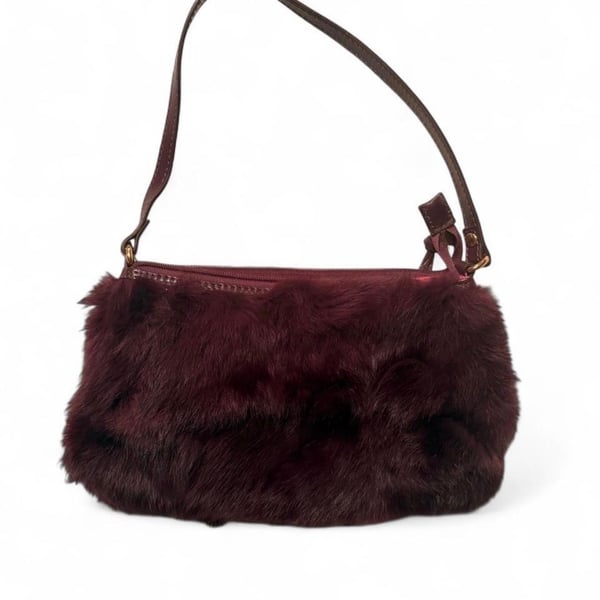 Diane Gail Burgundy Fur Shoulder Bag