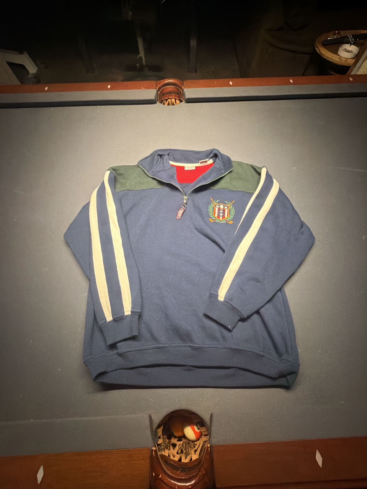 Bugle Boy 1/4-Zip Pullover Sweatshirt Size XXL Blue Crest Logo 1