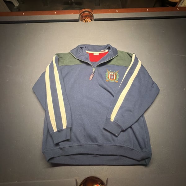 Bugle Boy 1/4-Zip Pullover Sweatshirt Size XXL Blue Crest Logo
