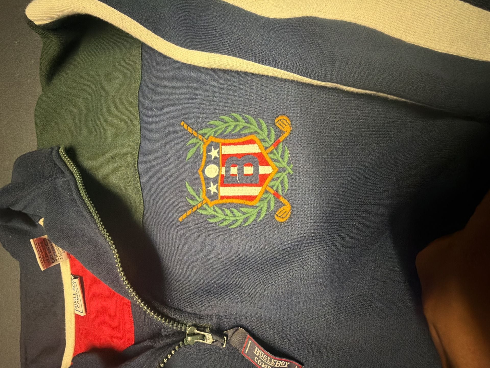 Bugle Boy 1/4-Zip Pullover Sweatshirt Size XXL Blue Crest Logo 2