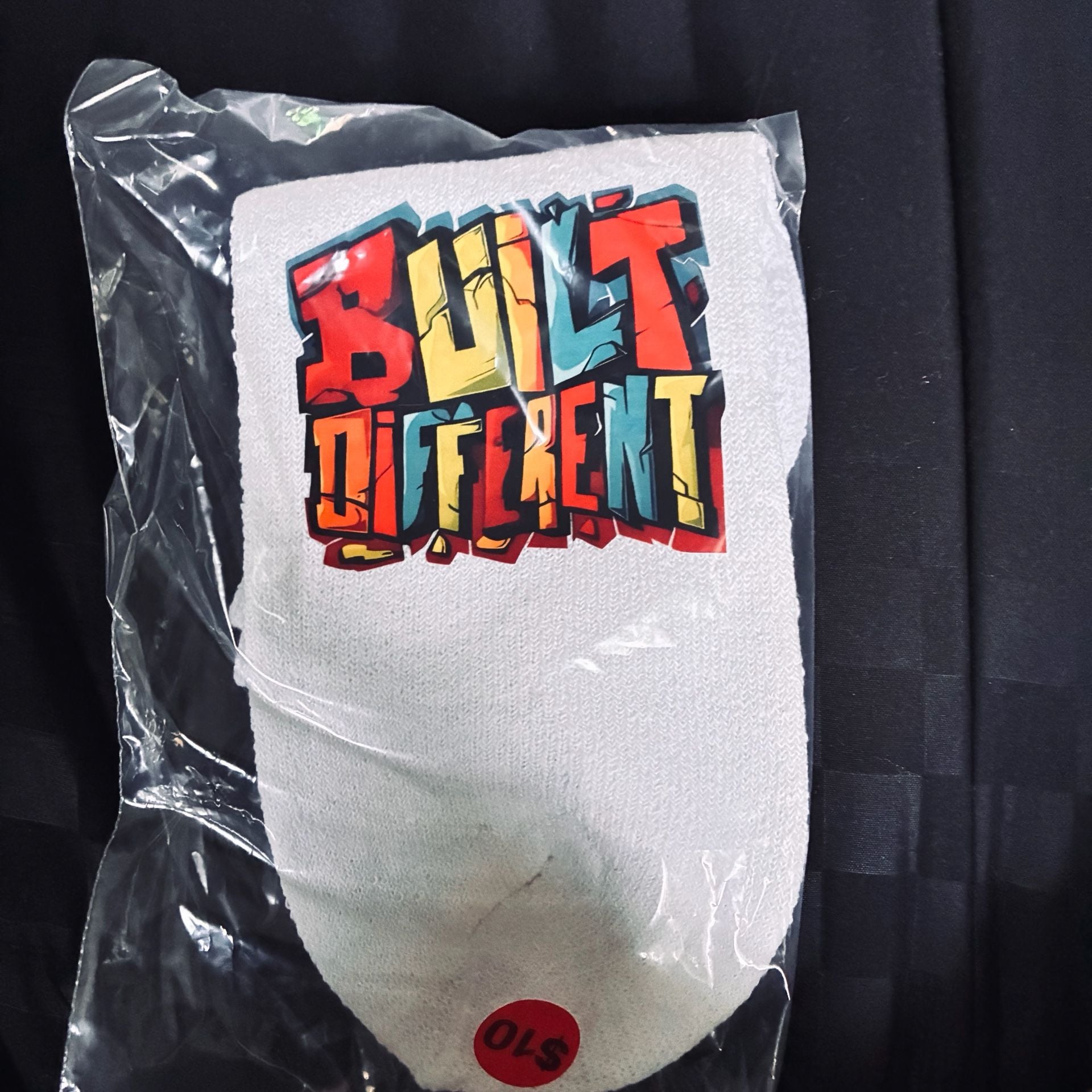 Built Different Socks White Graphic Print 3