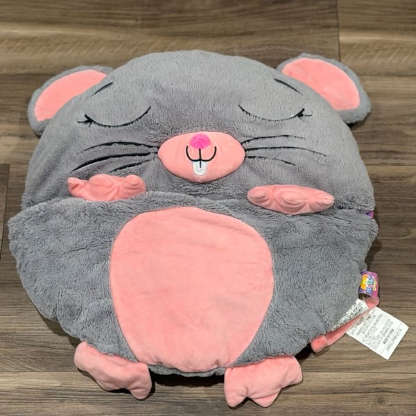 Retired Happy Nappers Gray Mouse Polka Dot 2 in 1 Pillow and Sleeping Bag