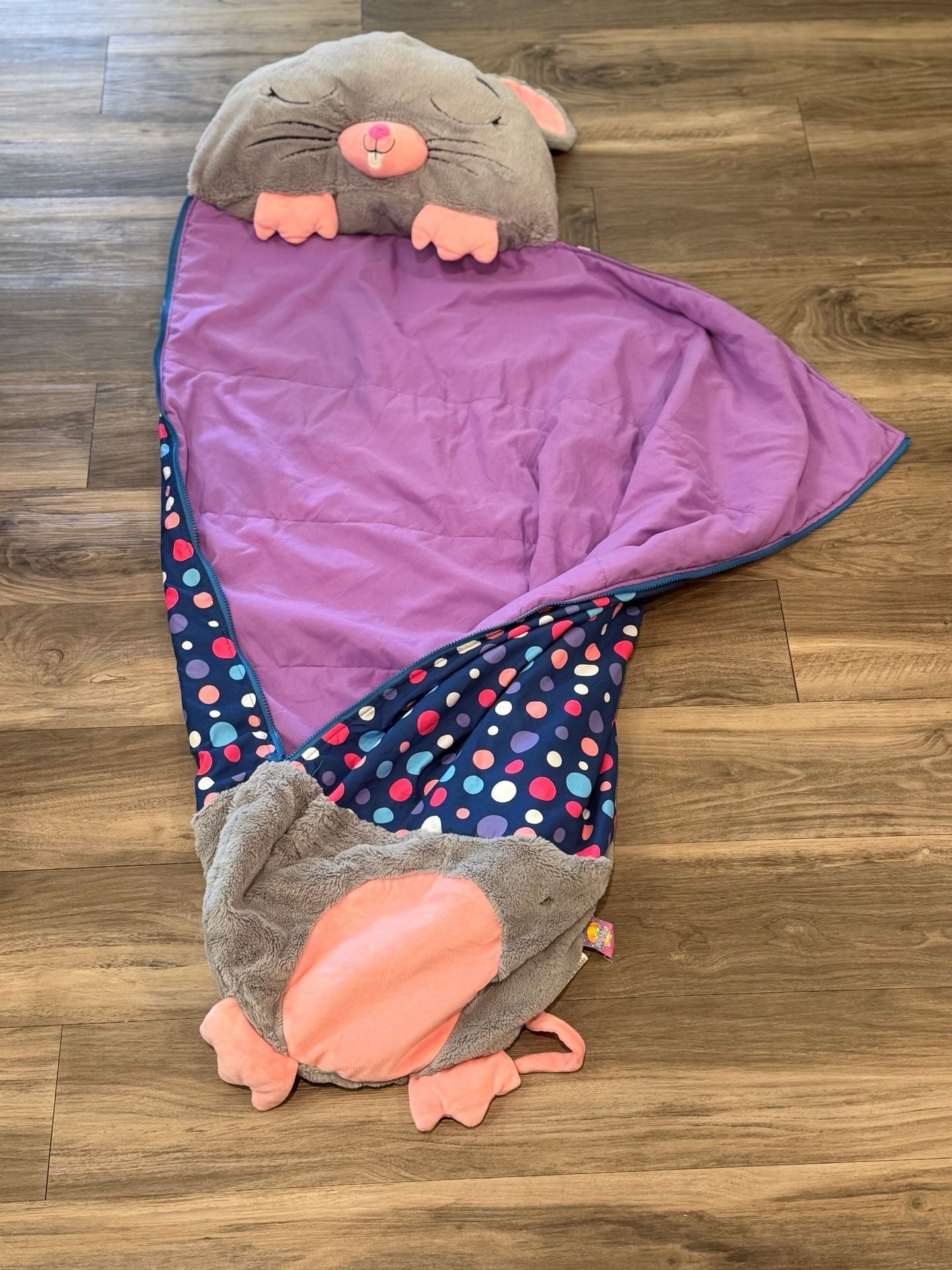 Retired Happy Nappers Gray Mouse Polka Dot 2 in 1 Pillow and Sleeping Bag 5