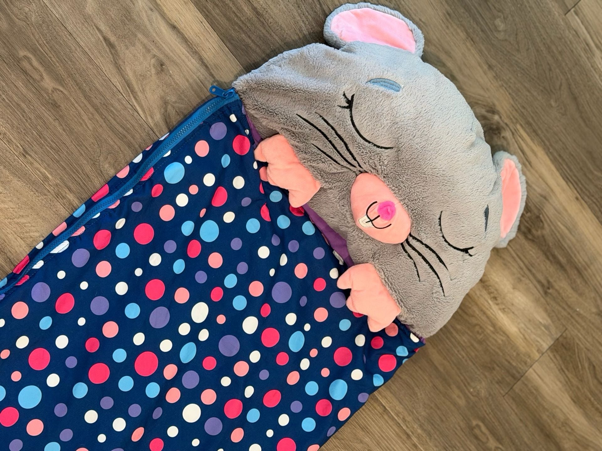 Retired Happy Nappers Gray Mouse Polka Dot 2 in 1 Pillow and Sleeping Bag 10