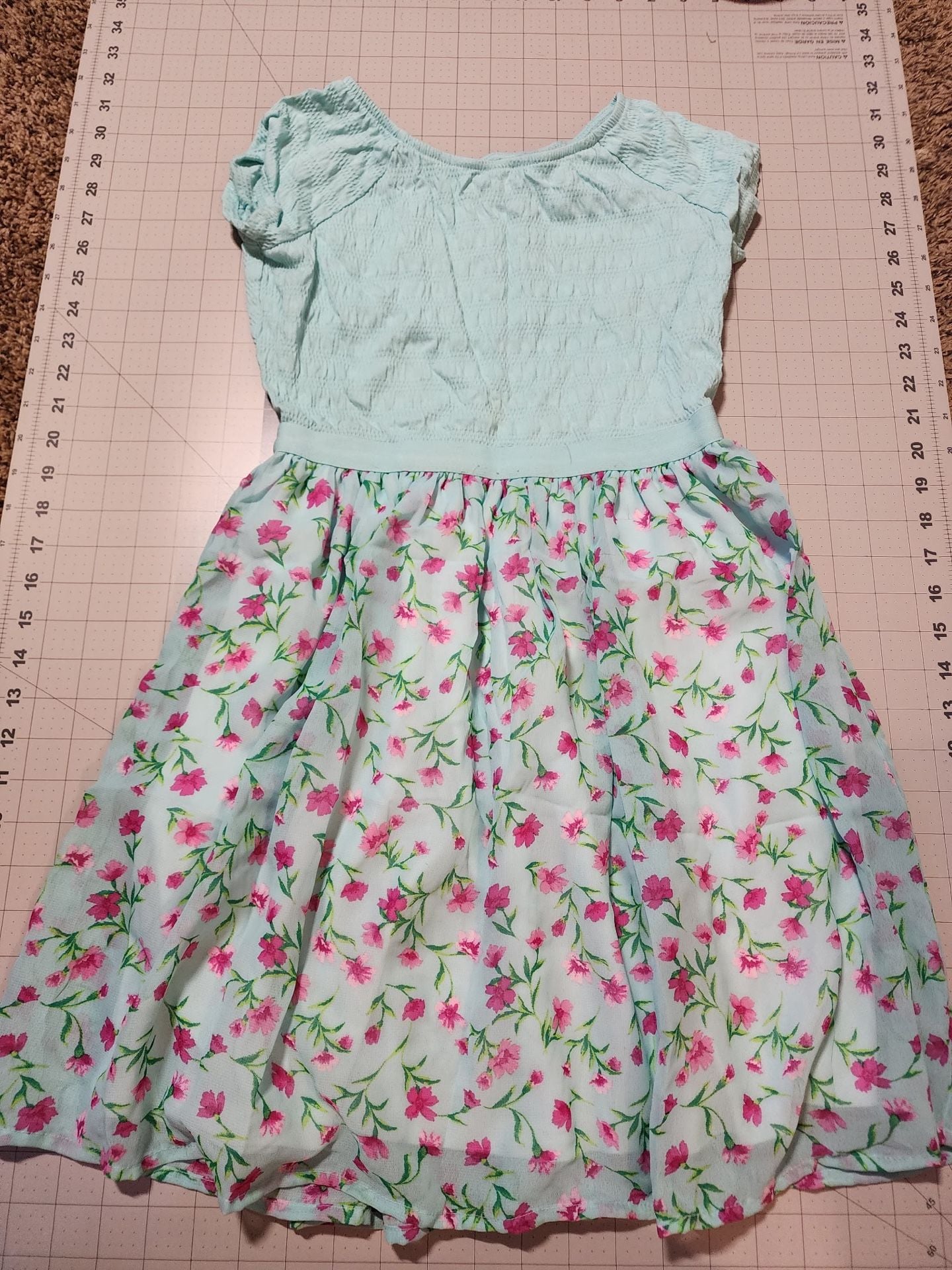 The Children's Place Floral Smocked Dress Size 14 Blue Pink 1
