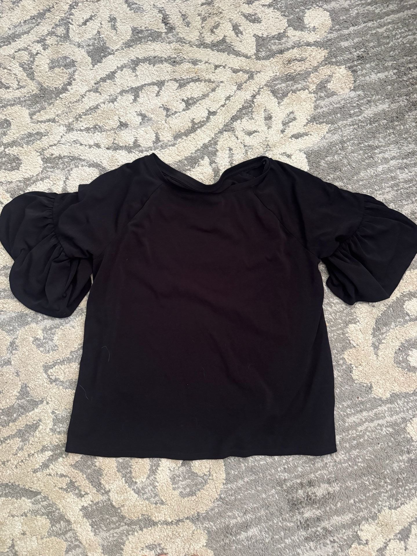 Worthington Puff Sleeve Blouse Size M Black Top 2