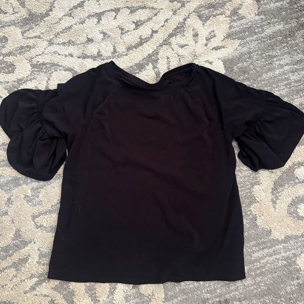 Worthington Puff Sleeve Blouse Size M Black Top