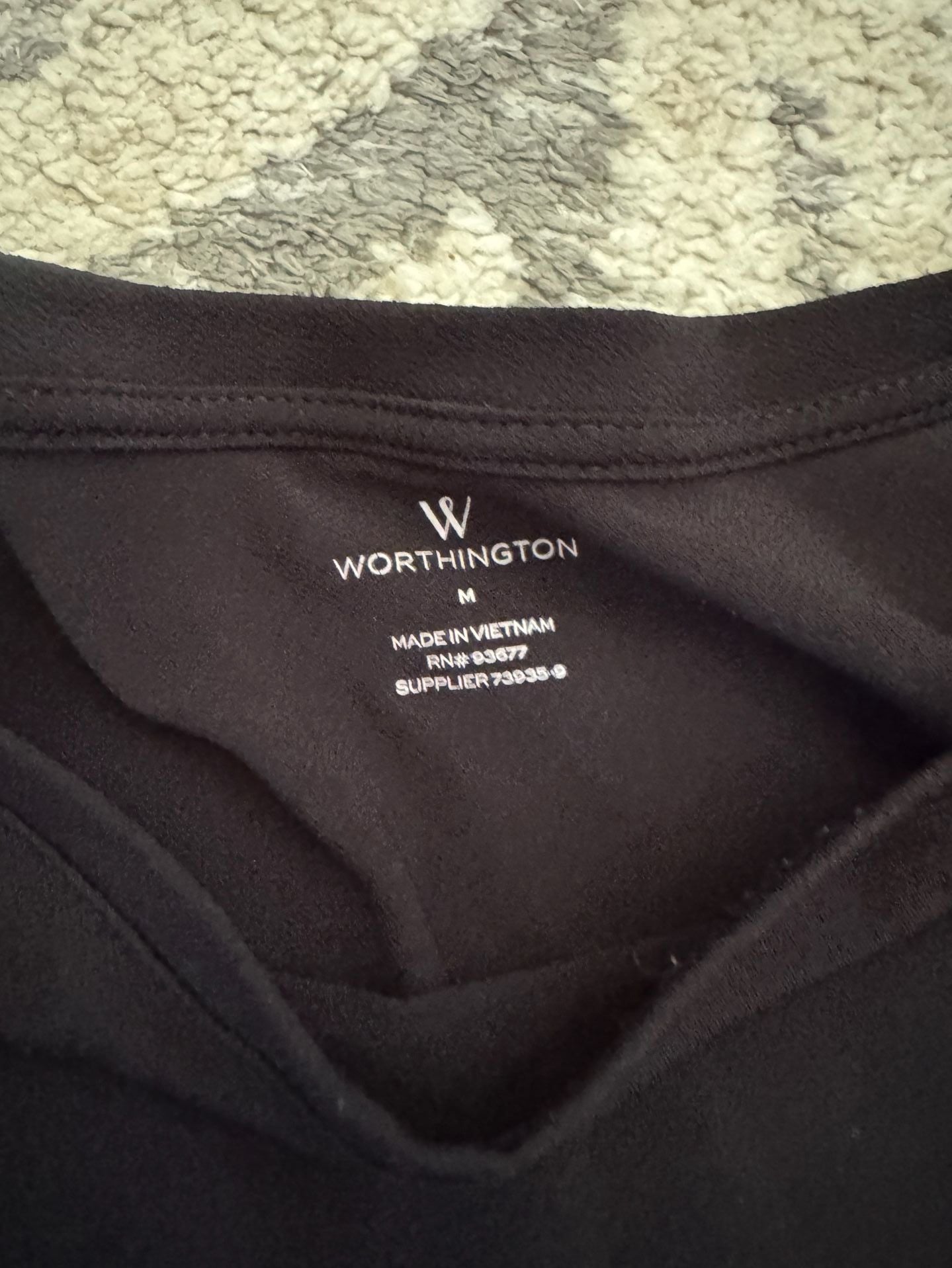 Worthington Puff Sleeve Blouse Size M Black Top 3