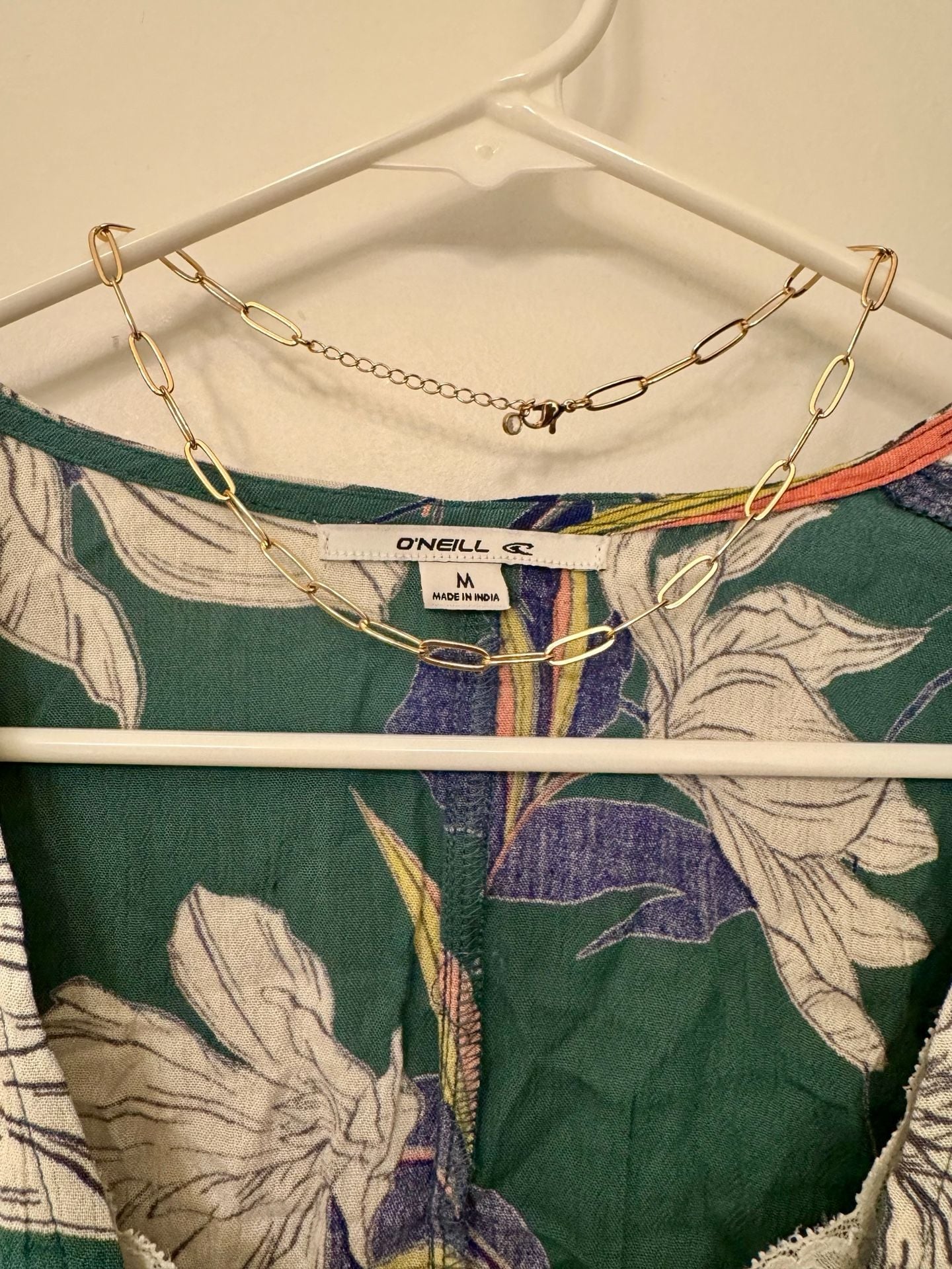 O'Neill Floral Tie-Front Top Size M Green 3