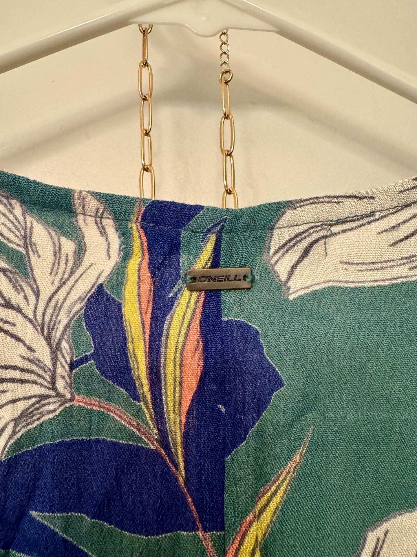 O'Neill Floral Tie-Front Top Size M Green 7
