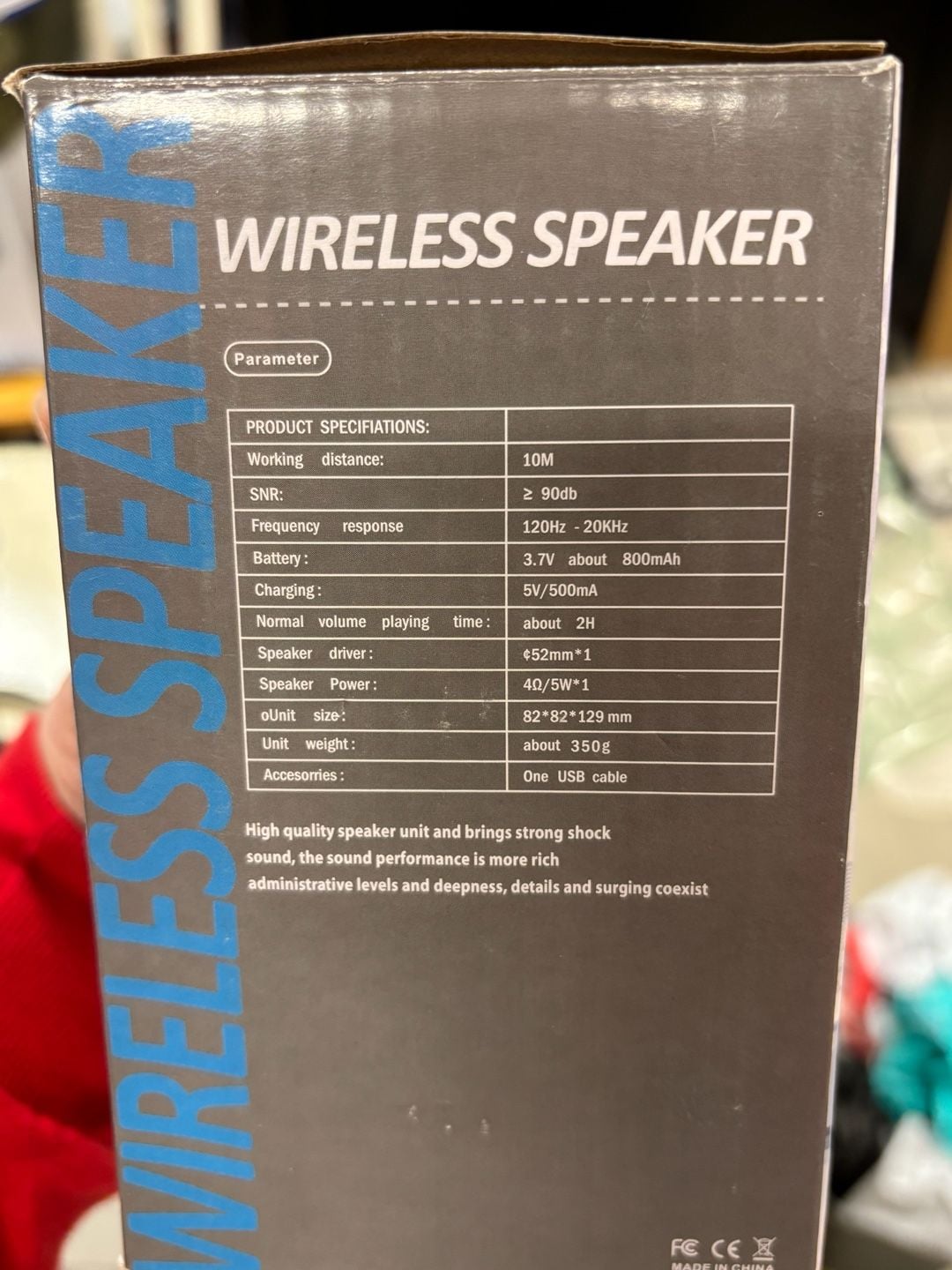 Unbranded Wireless Speaker SH-319 Blue LED RGB Portable Bluetooth 3