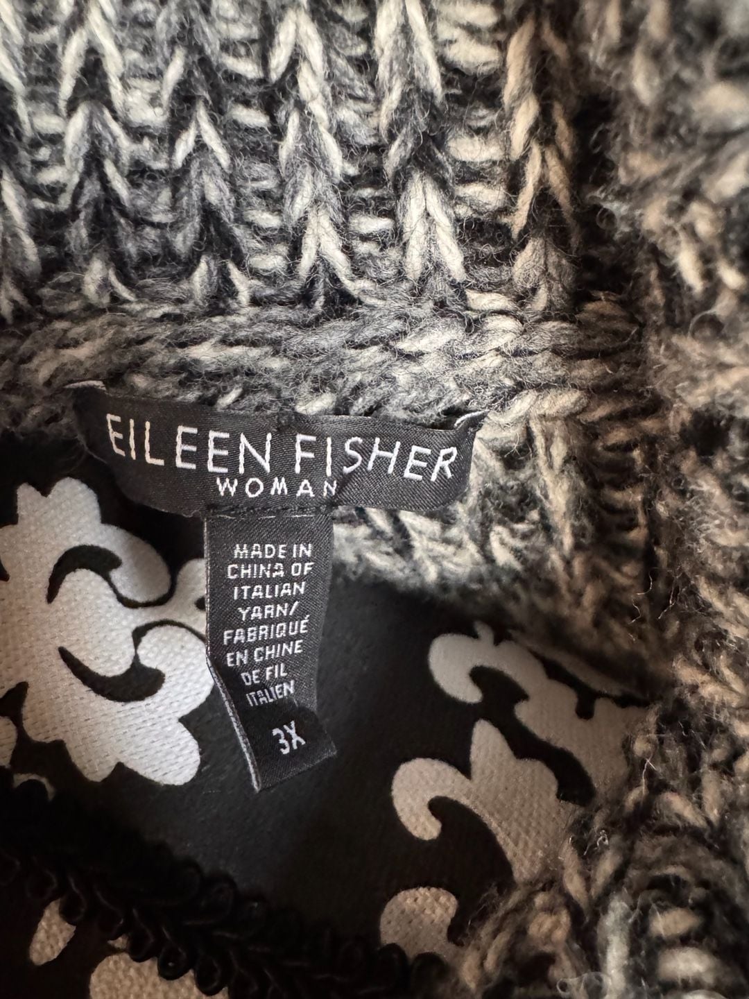 Eileen Fisher Zip Sweater Vest Size 3X Black/White Yak Merino Wool Knit 4