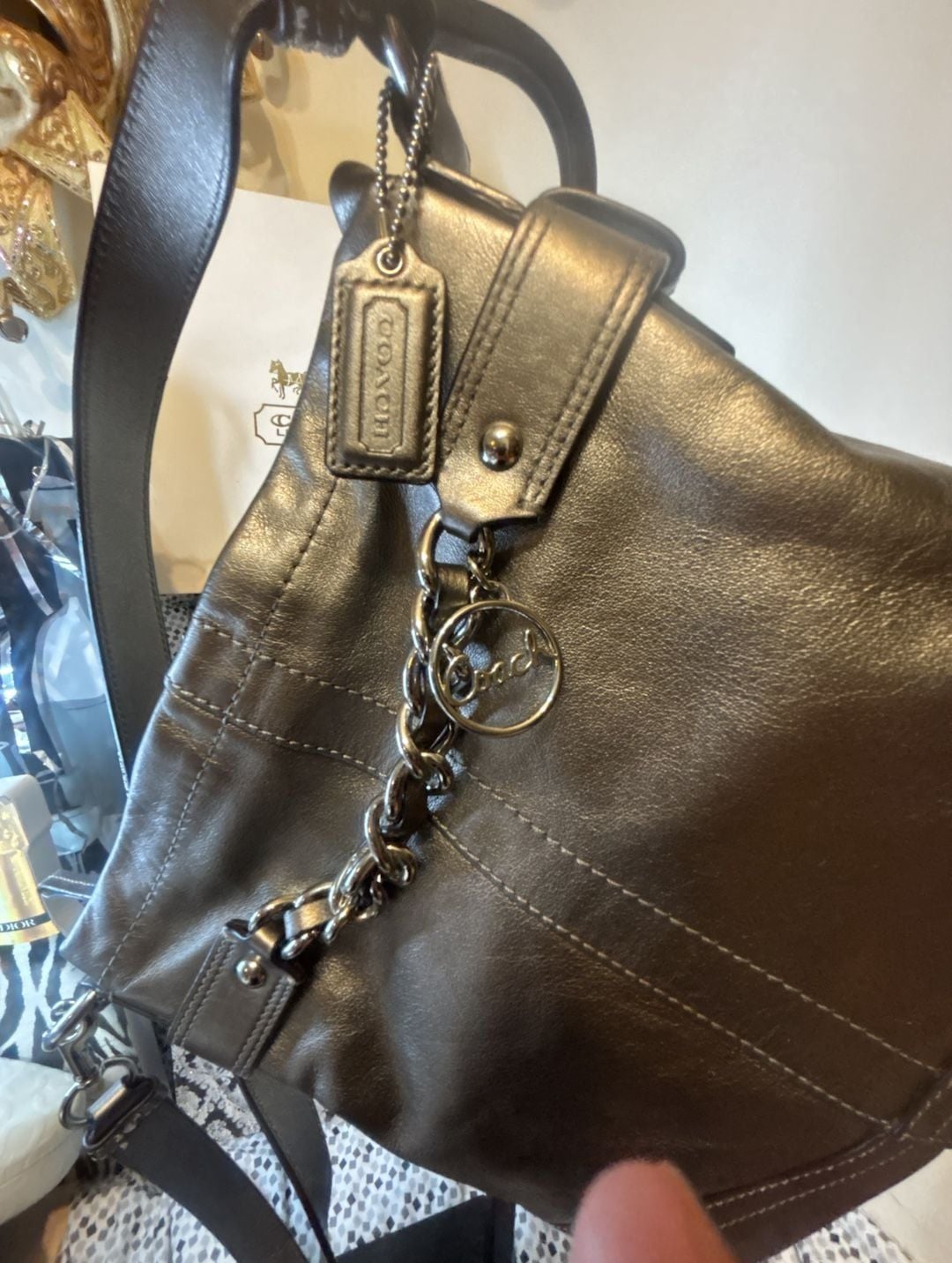 COACH Y2K Grey Metallic Leather Bag 3