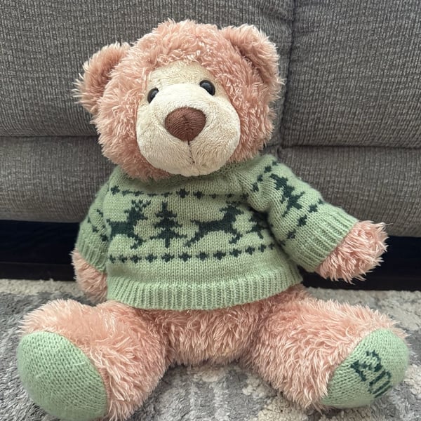 Bloomingdale's Gund Bear Stuffed Animal with Reindeer Sweater 2006