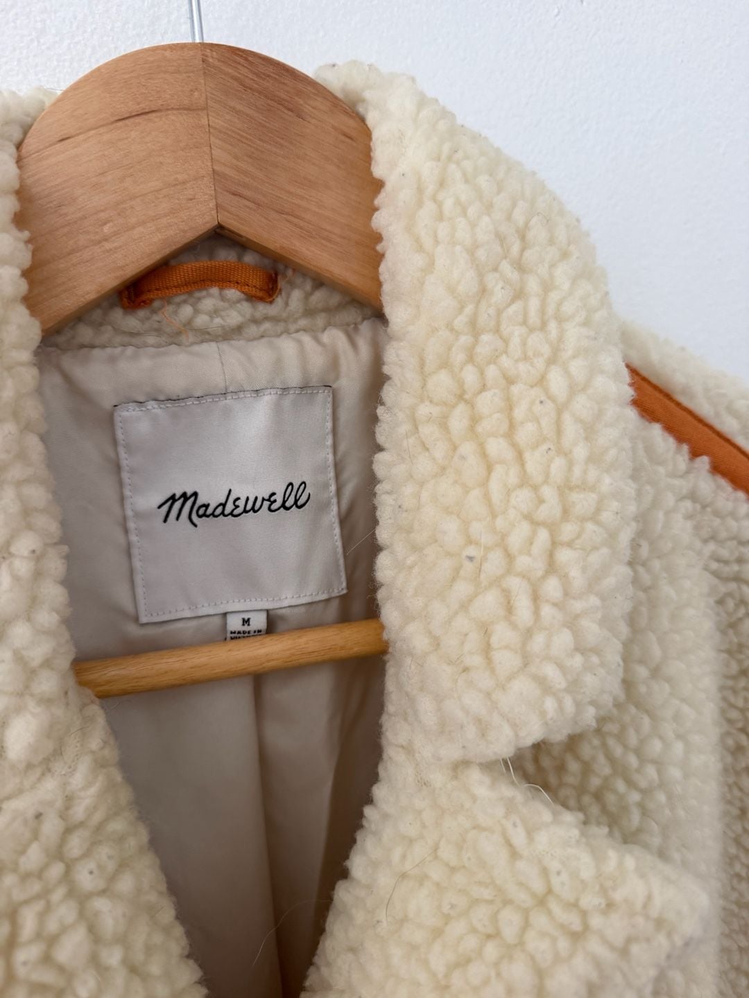 Madewell Sherpa Teddy Topcoat Size M Cream Orange 6