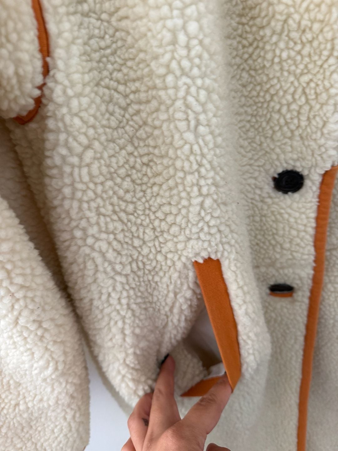 Madewell Sherpa Teddy Topcoat Size M Cream Orange 7