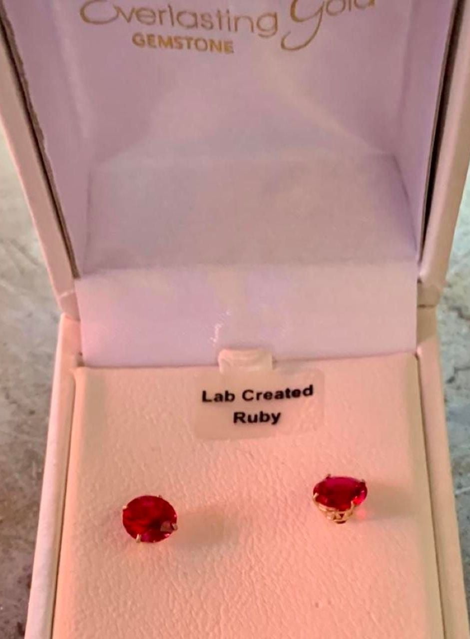 Everlasting Gold 10KYG Created Ruby Stud Earrings 2