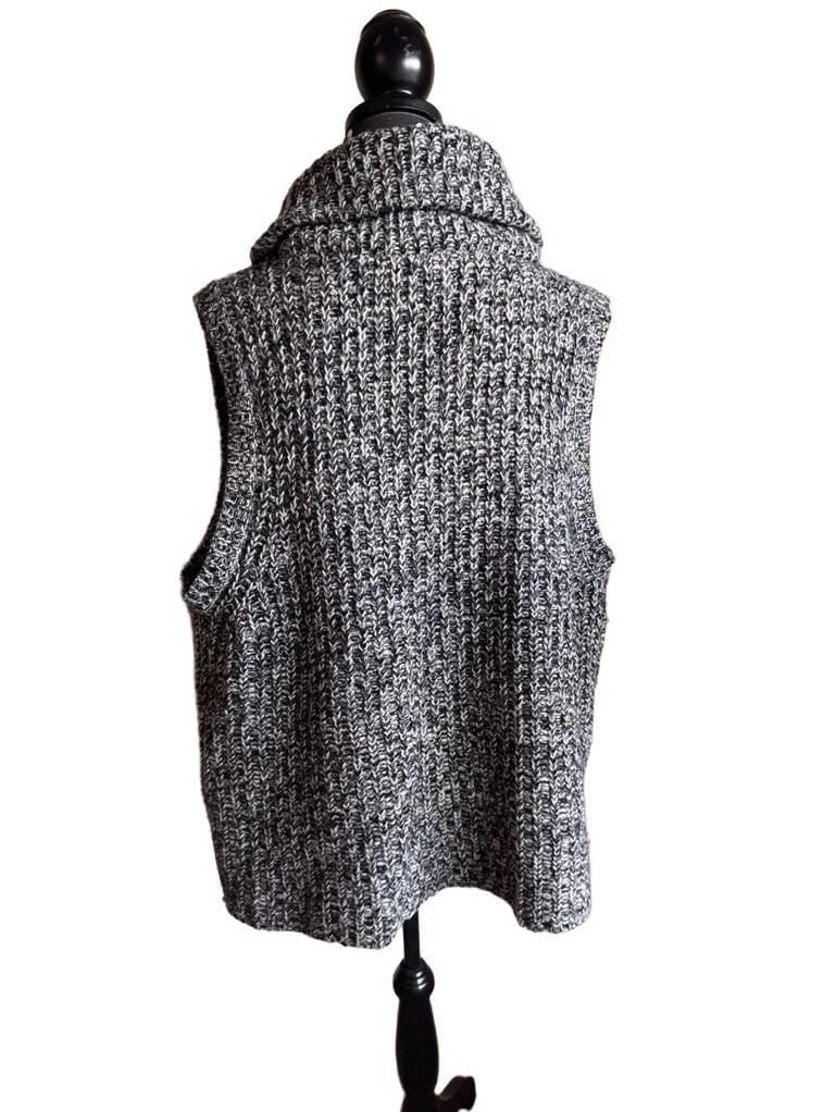 Eileen Fisher Zip Sweater Vest Size 3X Black/White Yak Merino Wool Knit 3