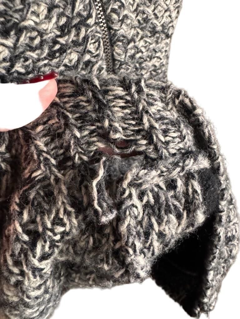 Eileen Fisher Zip Sweater Vest Size 3X Black/White Yak Merino Wool Knit 6