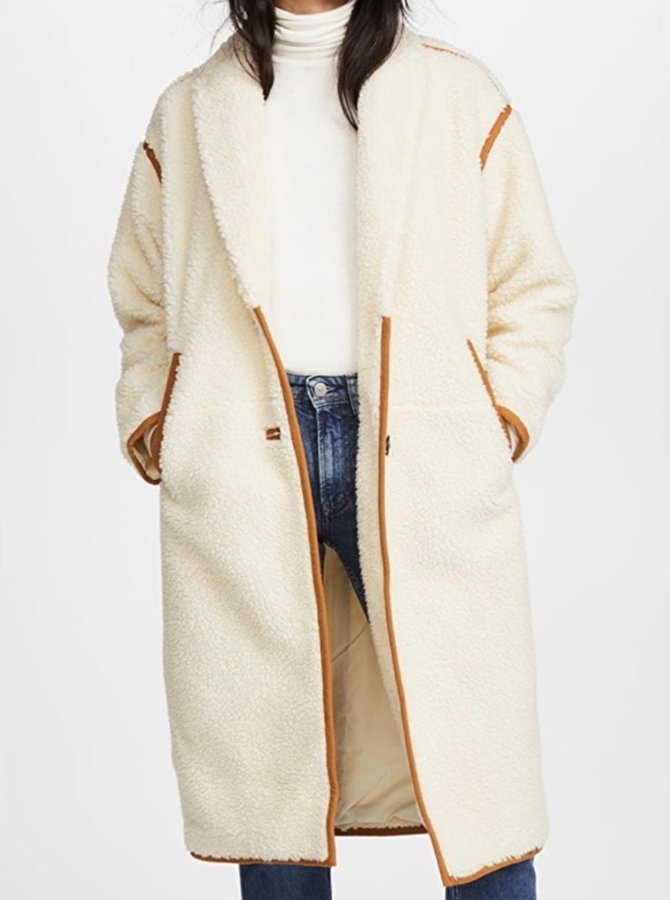 Madewell Sherpa Teddy Topcoat Size M Cream Orange 2