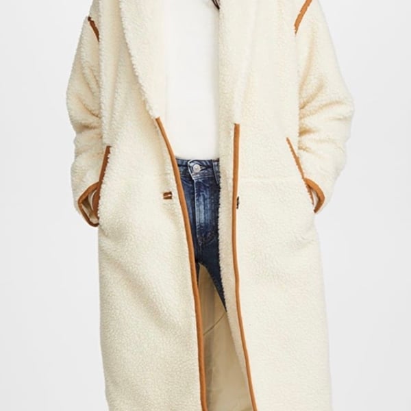 Madewell Sherpa Teddy Topcoat Size M Cream Orange