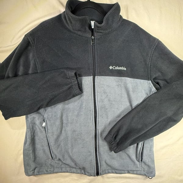 Columbia Full Zip Fleece Jacket Size XL Grey Black
