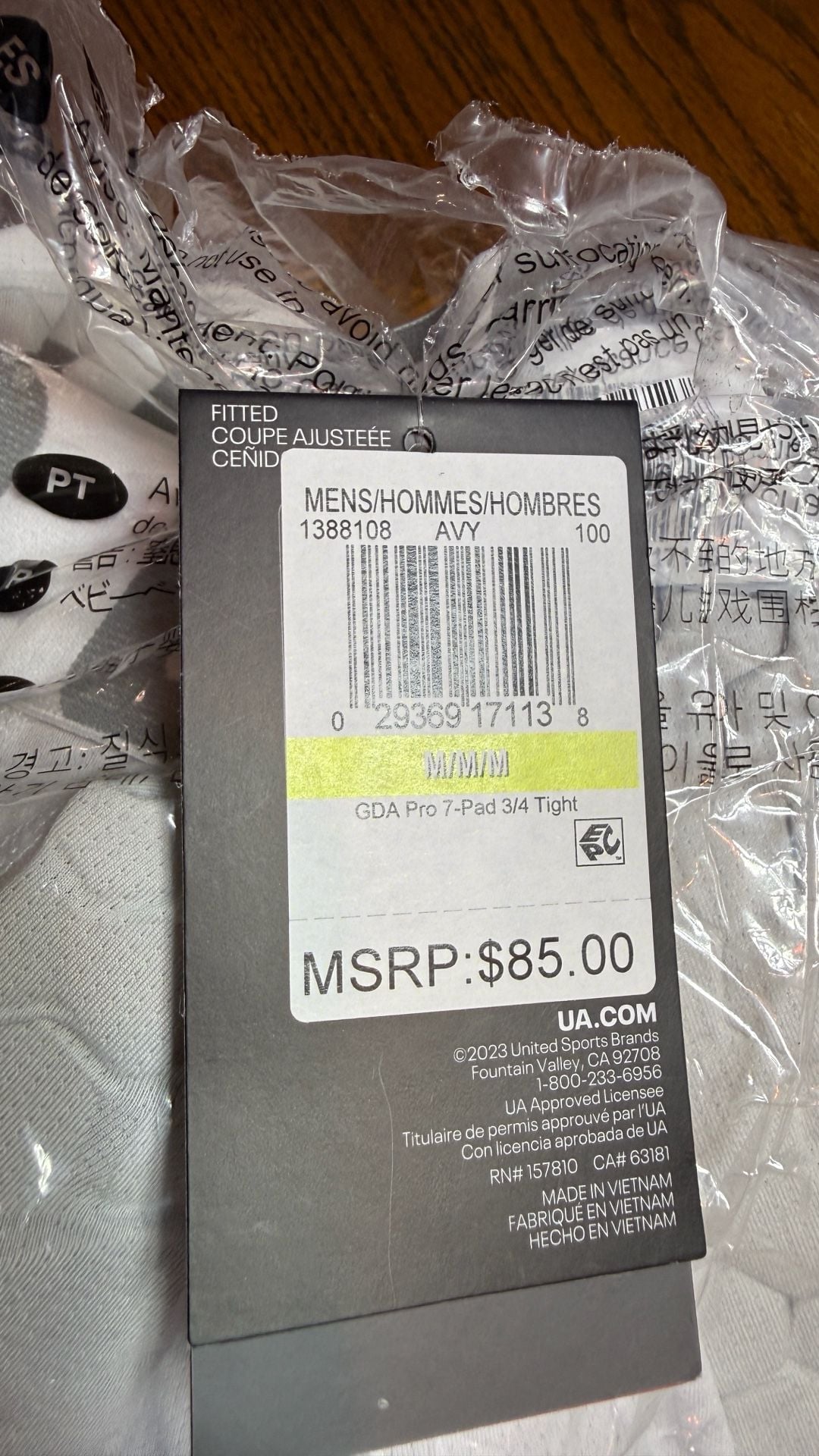 Under Armour GDA Pro 7-Pad 3/4 Tight Size M White Hex Padded 2