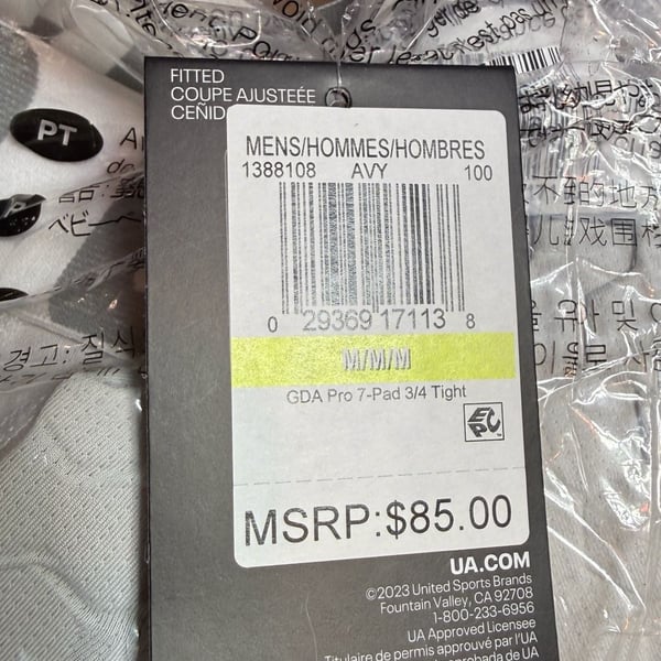 Under Armour GDA Pro 7-Pad 3/4 Tight Size M White Hex Padded