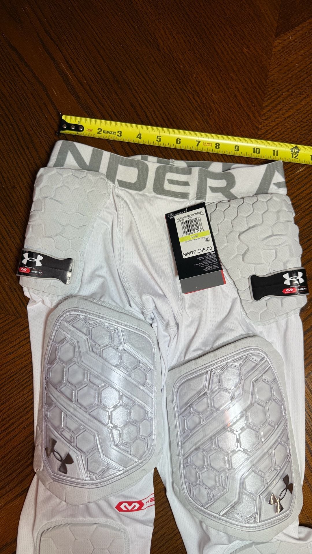 Under Armour GDA Pro 7-Pad 3/4 Tight Size M White Hex Padded 9
