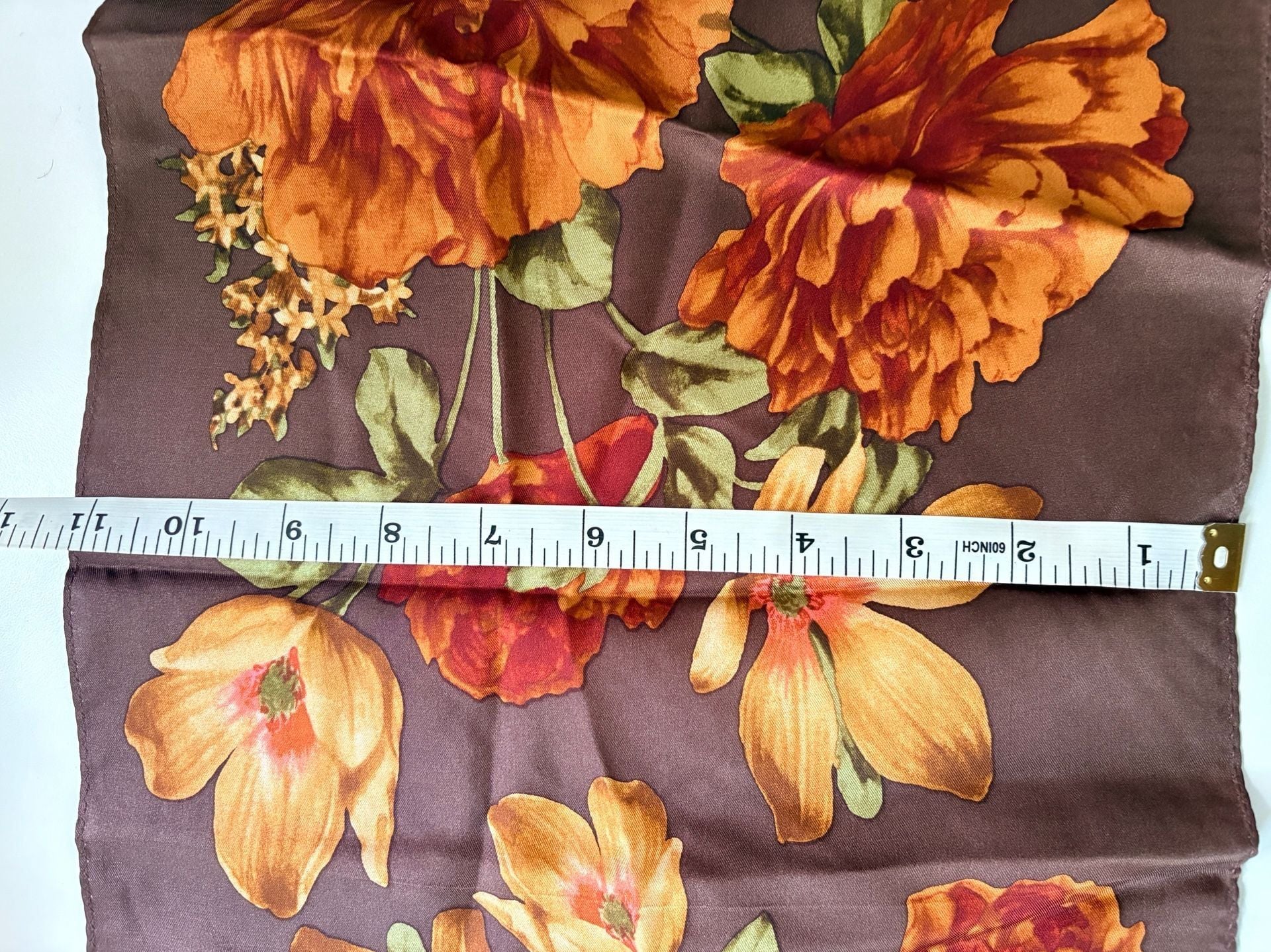 Oscar De La Renta Fall Autumn Floral Rectangle Silk Scarf 8