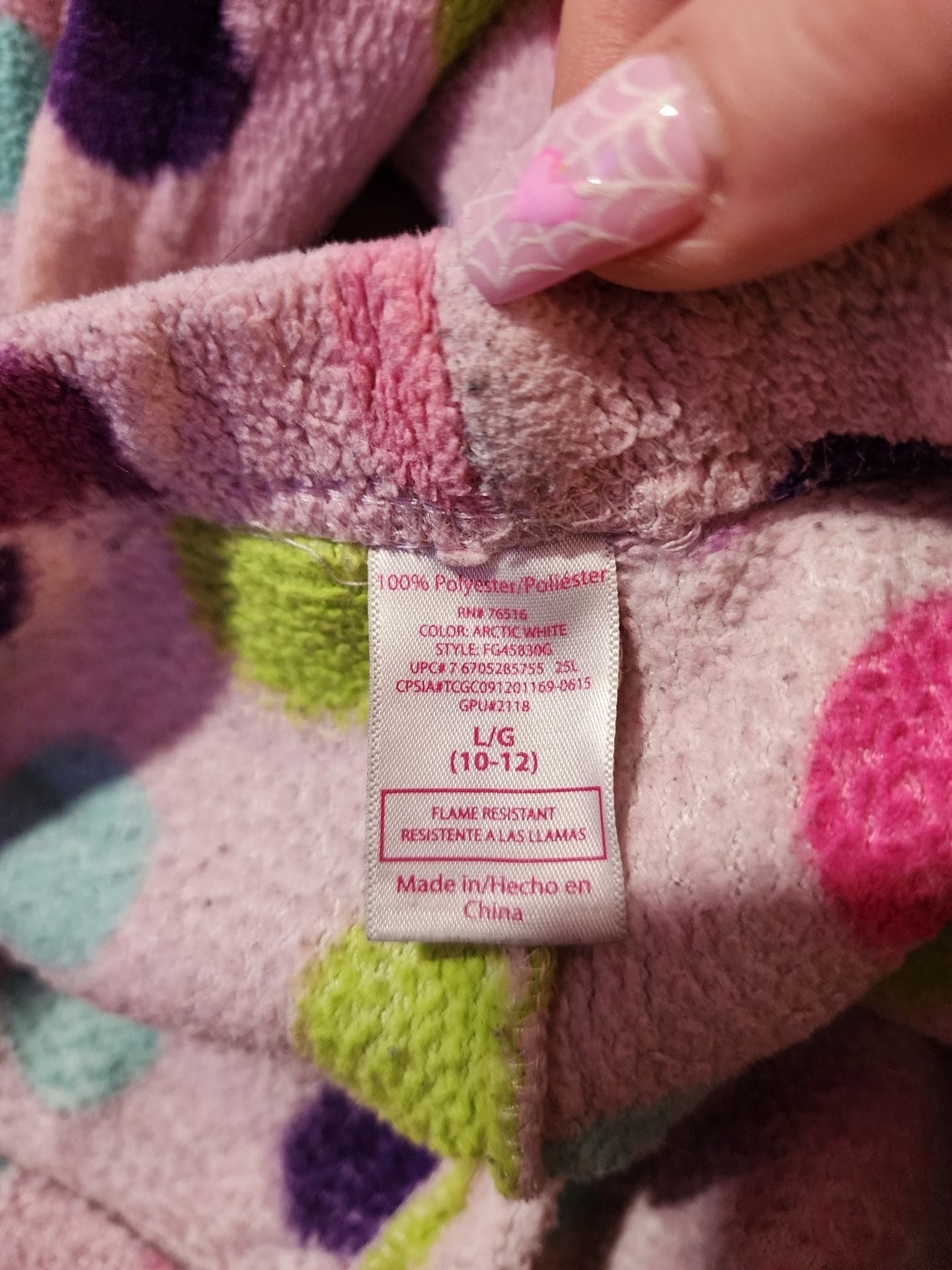 Komar Kids Pajama Pants Size 10-12 Pink Polka Dot Fleece 3