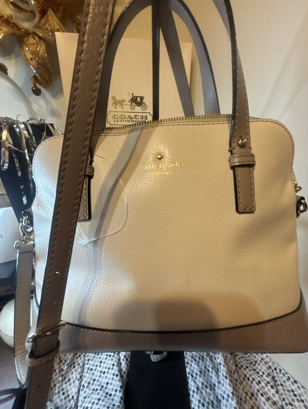Kate Spade Cream Colorblock Saffiano Leather Dome Satchel BNWOT 3