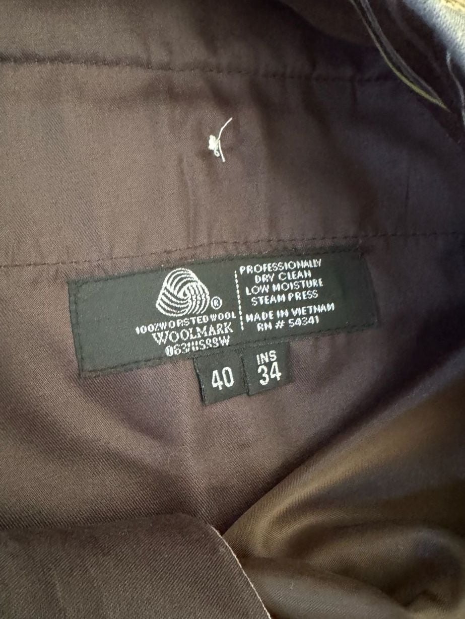 Van Heusen & Woolmark Dress Pants Size 40/32 Brown Polyester Flat Front & 40/34 grey pants 2