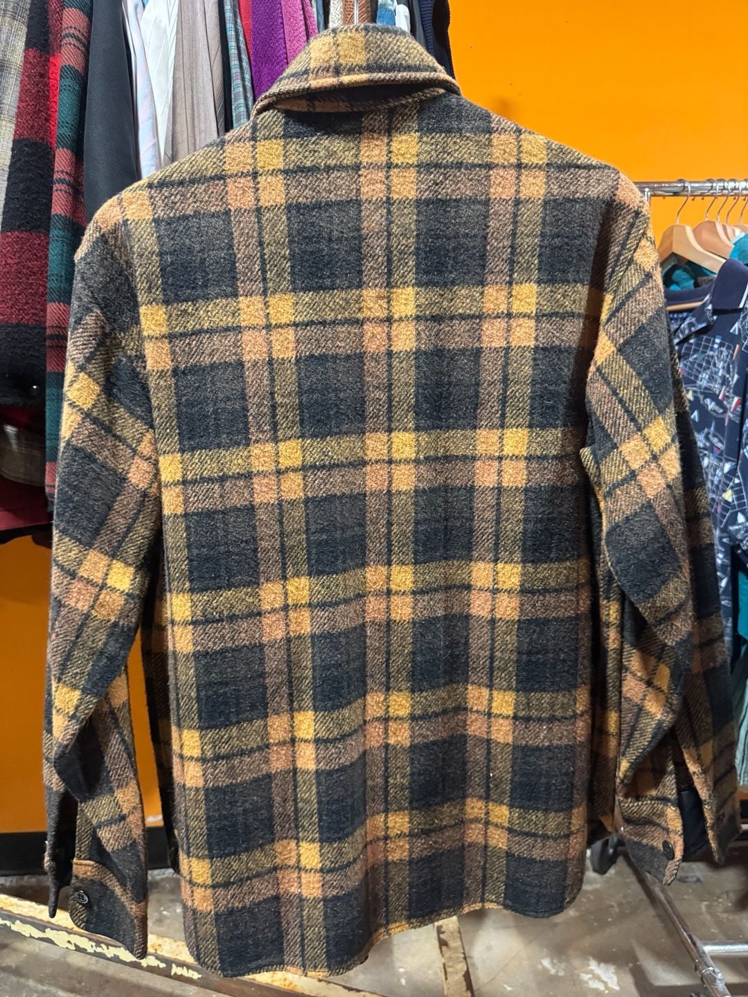 True Vintage 60s 70s Montgomery Ward Plaid Wool Flannel Jacket Shirt Size Large 5