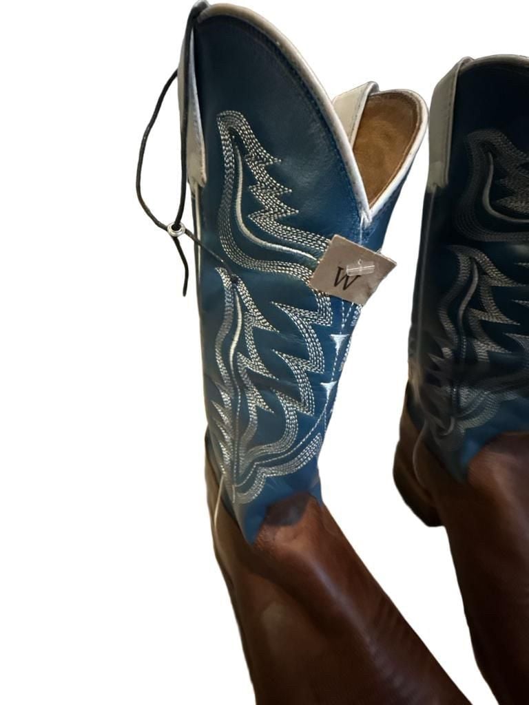 Cody James BBS16 Stockman Western Boots Size 9 EE Brown Blue 4