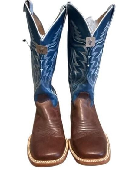 Cody James BBS16 Stockman Western Boots Size 9 EE Brown Blue 3