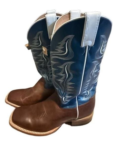 Cody James BBS16 Stockman Western Boots Size 9 EE Brown Blue 2