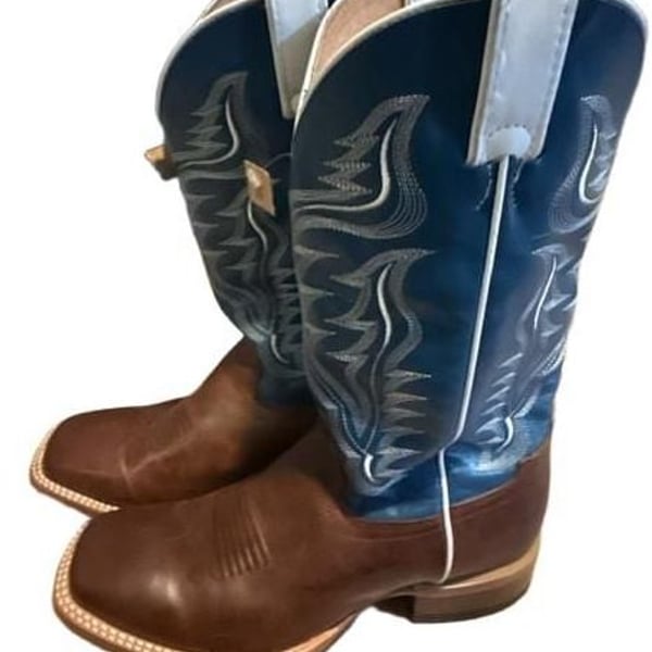 Cody James BBS16 Stockman Western Boots Size 9 EE Brown Blue