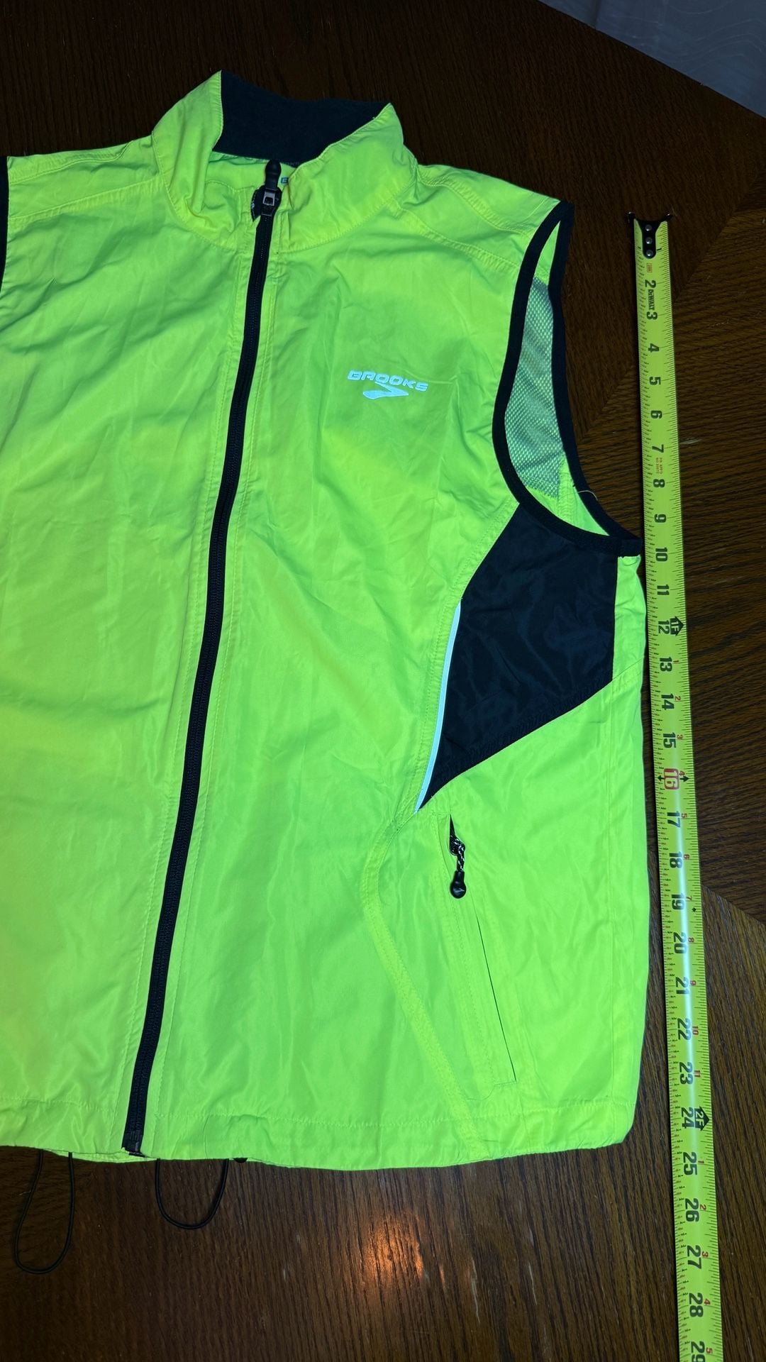 Brooks Running Vest Neon Green Safety Jacket Full Zip 4