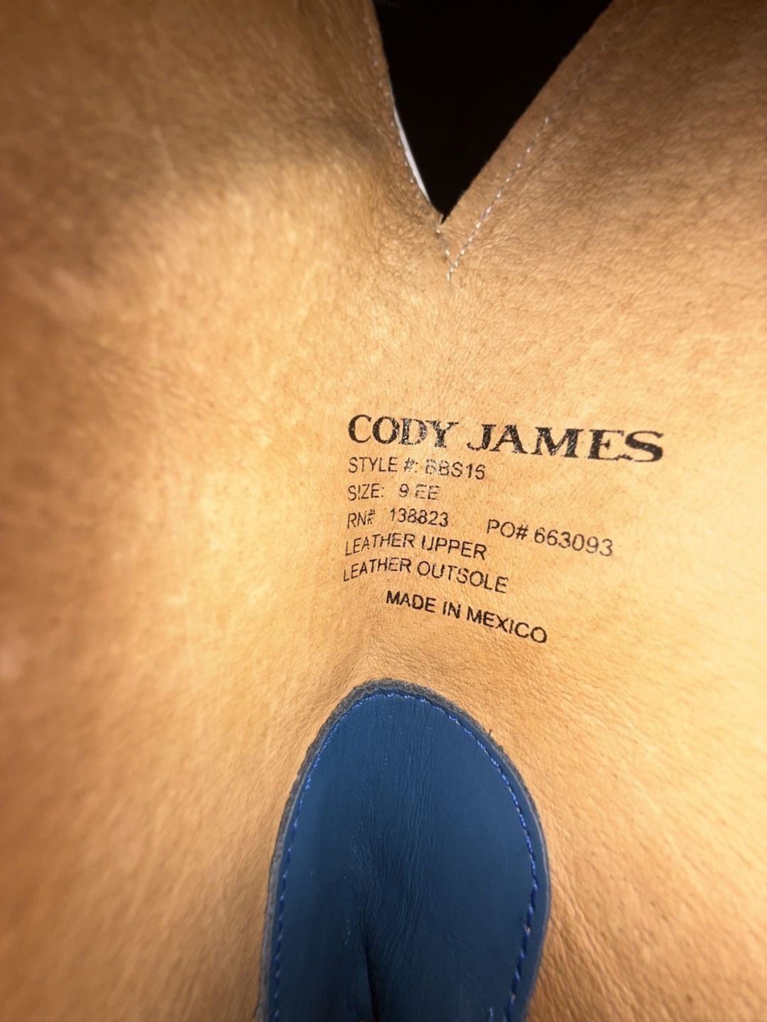 Cody James BBS16 Stockman Western Boots Size 9 EE Brown Blue 6