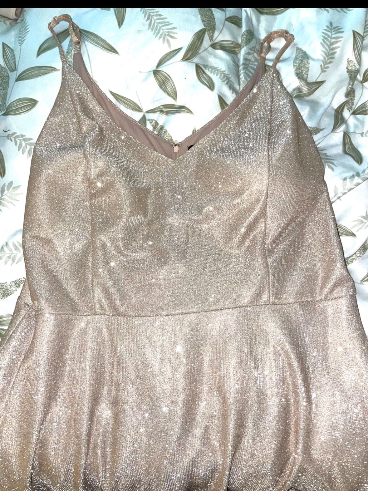Women’s bridesmaid dress Glitter Knit Spaghetti Strap Gown with Pockets size 17 6