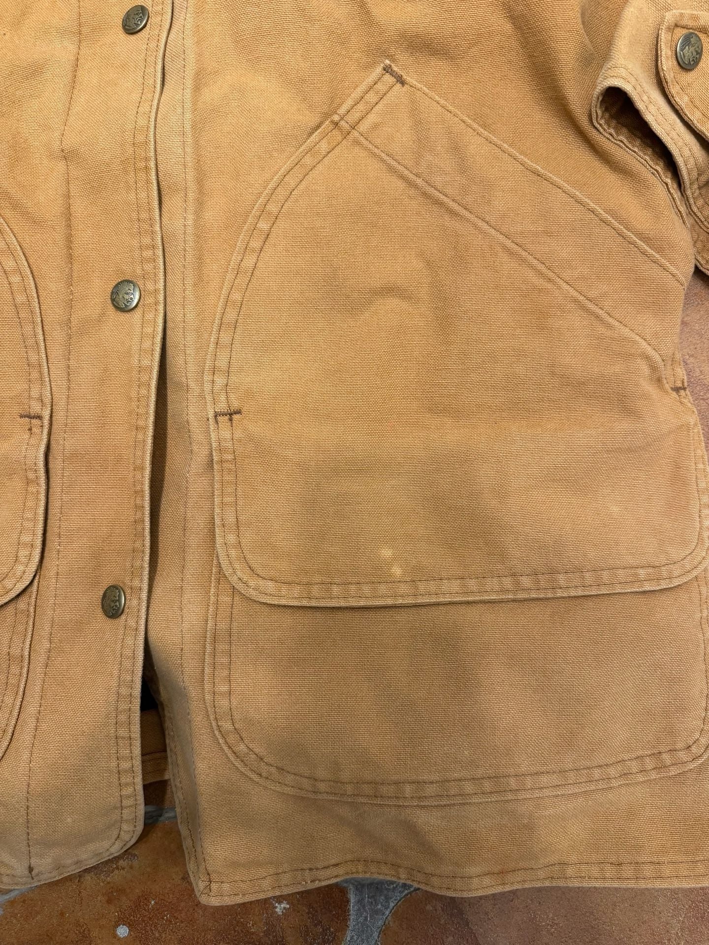 Vintage Woolrich Canvas Field Jacket Brown Leather Collar Blanket Lined -M 11
