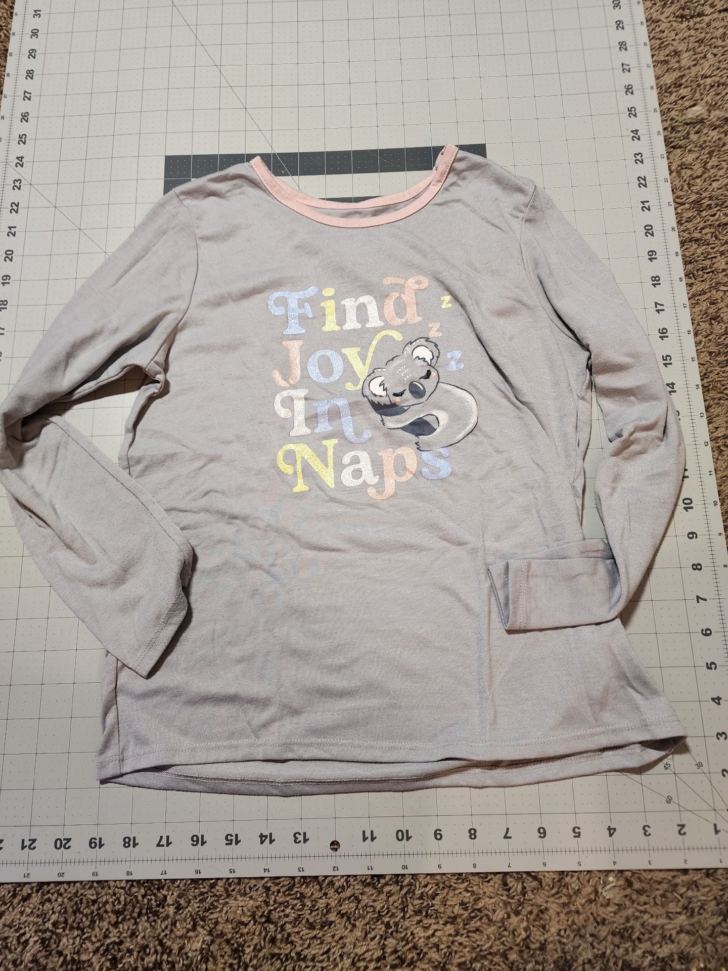 Wonder Nation Pajama Top Size XL 14-16 Gray Koala Find Joy In Naps 2