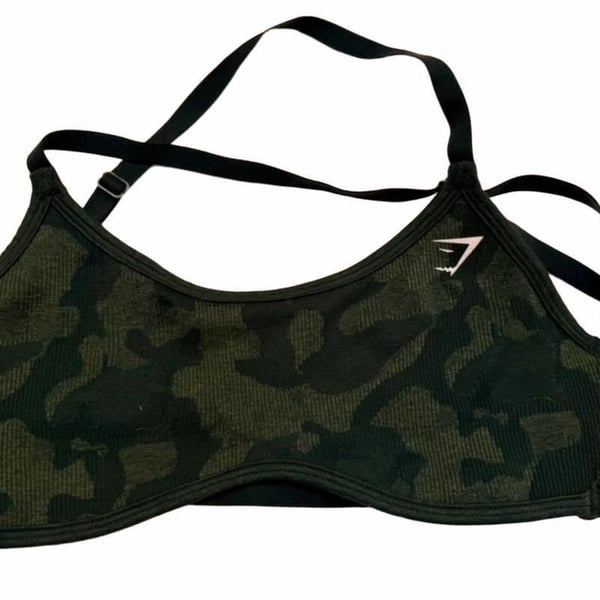 Gymshark Adapt Camo Cross Back Sports Bra Green