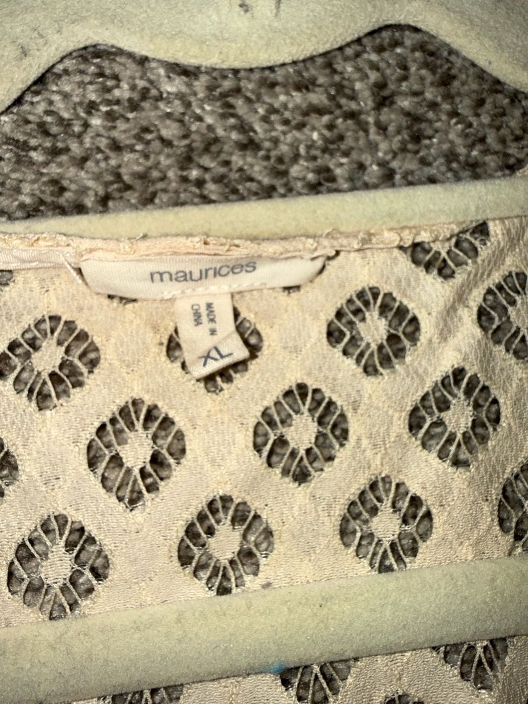 Custom tea stained! Maurices Lace Kimono Cardigan Size XL Open Front Crochet Shrug 3