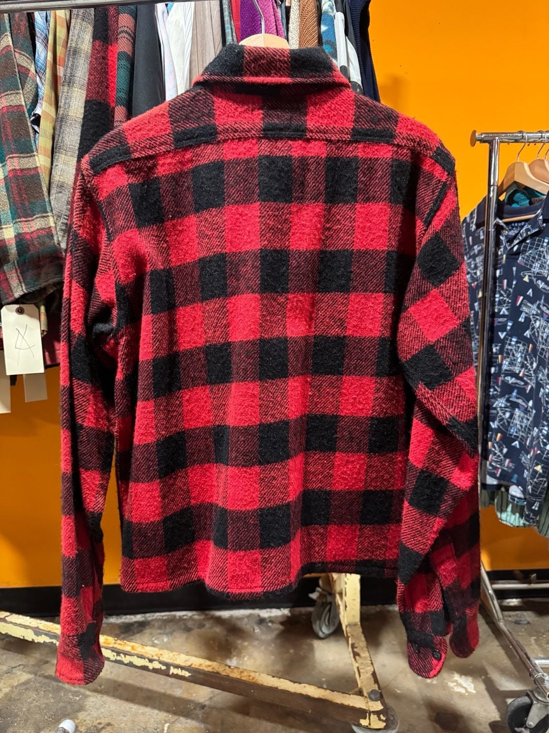 Vintage 70s JC Penney TownCraft Wool Flannel Shirt Red Black Buffalo Size Medium 4