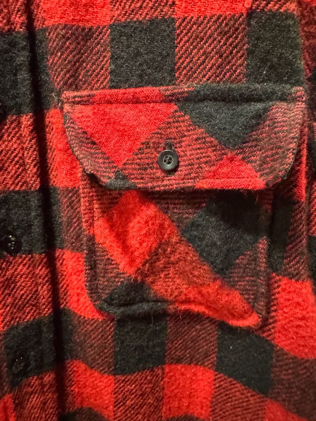 Vintage 70s JC Penney TownCraft Wool Flannel Shirt Red Black Buffalo Size Medium 5