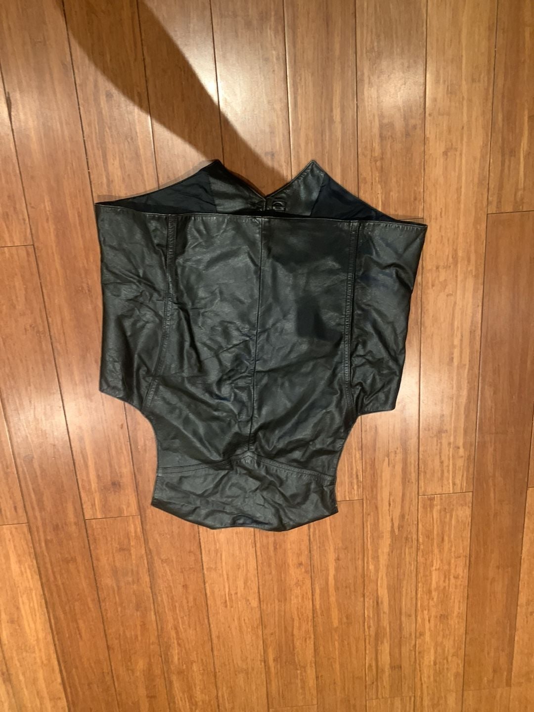 Americana Leather Vest Size M Black Leather Western Button 3