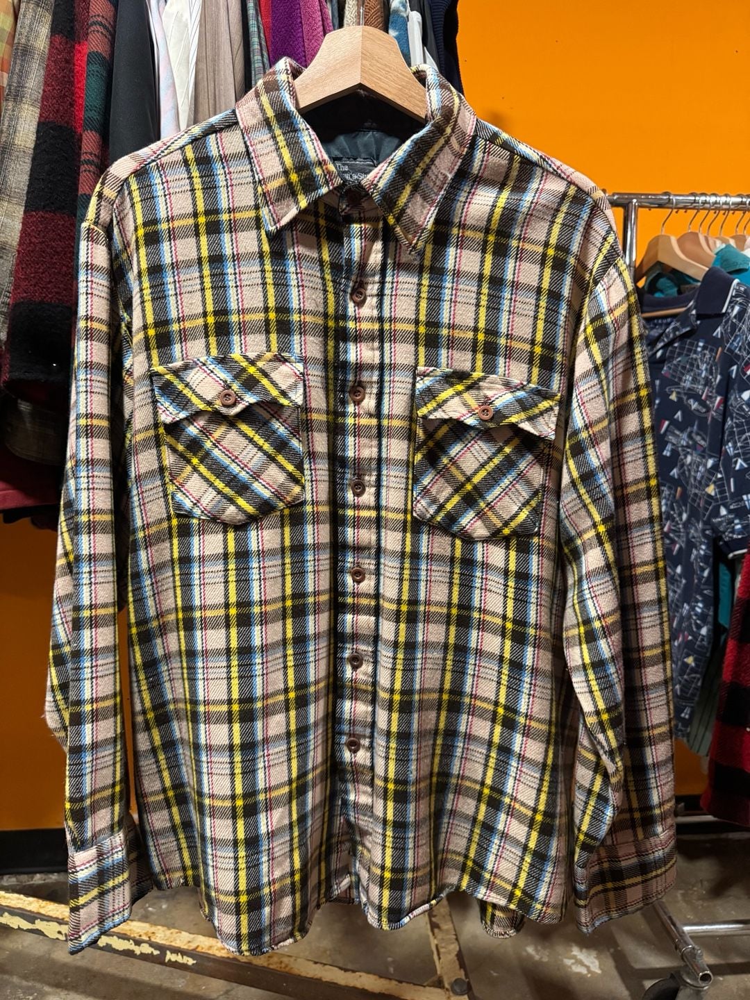 Vintage 80s JCPenney The Men's Shop Flannel Shirt Size XL Plaid Button Down 2
